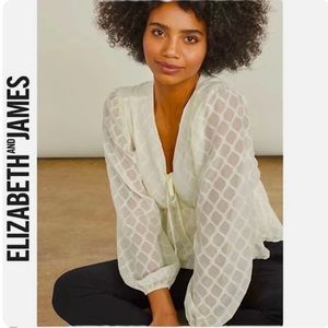 Ivory cream long sleeve peasant peplum top bohemian vintage sheer